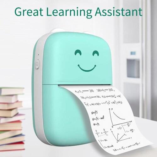 Mini Portable Thermal Printer BT Wireless Printer 203dpi with 1 Roll Thermal Paper for Printing Error Photo Memo Sticker Label