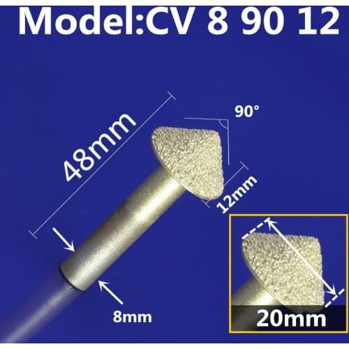 Model CM8.20-90,1PCS,CNC 90degree Diamond stone engraving bit for marble,bluestone and sandstone,3D V bottom relief cone cutter