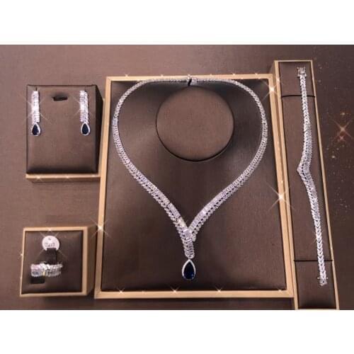 Jankelly Gold-Color 4pcs Bridal Zirconia Jewelry Sets For Women Party, Luxury Dubai Nigeria CZ Crystal Wedding Jewelry Sets