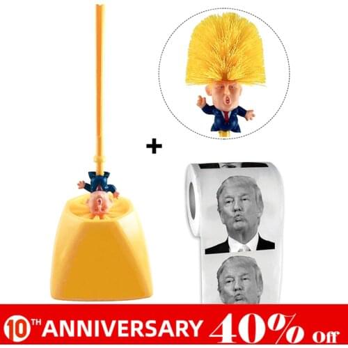 UNTIOR Donald Trump Toilet Brush Supplies Set Brush Holders Brosse WC Original Toilet Paper Bathroom Cleaning Accessories Set