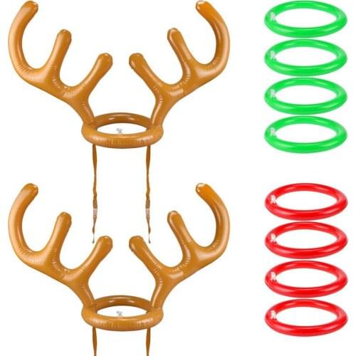 Inflatable Reindeer Antler Throwing Game Portable Durable Prop Inflatable Ring Toys