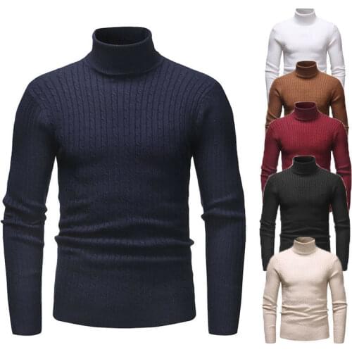 New Winter Men Slim Warm Knit High Neck Pullover Jumper Sweater Top Turtleneck Solid Pullovers