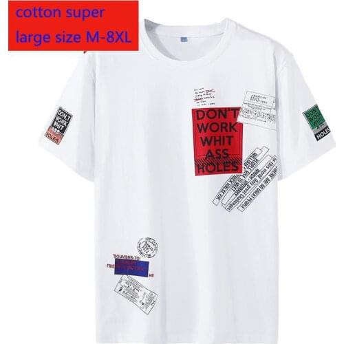 New Arrival Men Fashion Clothes Super Large Short Sleeve Loose Cotton Casual O-neck Print Knitted T Shirt Plus Size M-7XL 8XL