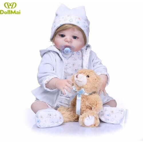 NPK 23" Full Body Silicone Reborn Baby boy reborn doll toy bathe Play House dolls baby model reborn bonecas kids gift doll toy