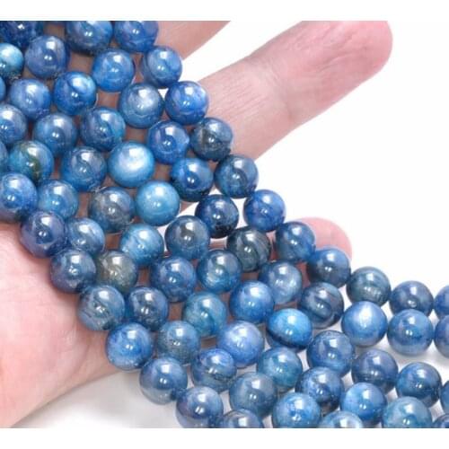 Wholesale 1string Natural Blue Kyanite Round Beads 4mm 6mm 8mm 10mm 12mm Gem Stone Loose Beads For Jewelry DIY 15.5"/strand