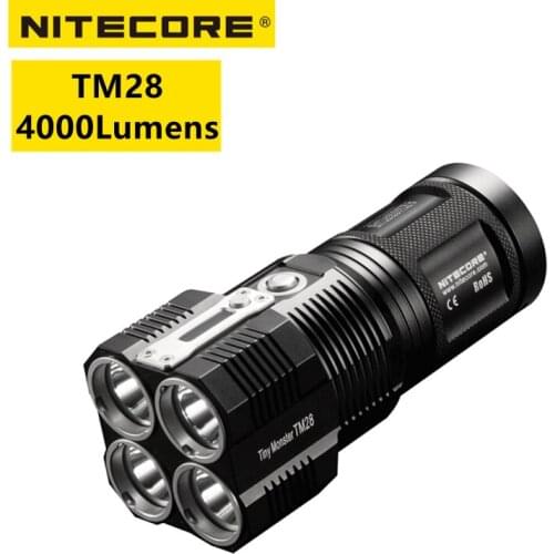 Original NITECORE TM28 Flashlight 6000 lumens USB Rechargeable Powerful Torch 8 Lighting Modes With 4*Li・ion18650 Battery