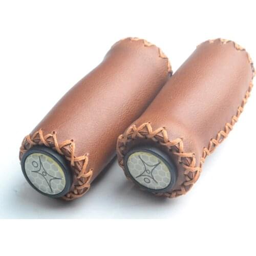 A Pair Mountain Bike Bicycle Cattlehide Brown Handlebar MTB handle cover handlegrip