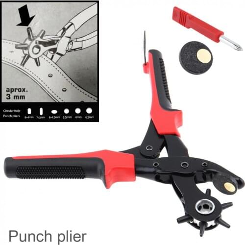 Hole Puncher 1 Oval and 2 Flat and 3 Round Hole Punching Machine Hole Sewing Machine Bag Punching Rotation with Household Belt