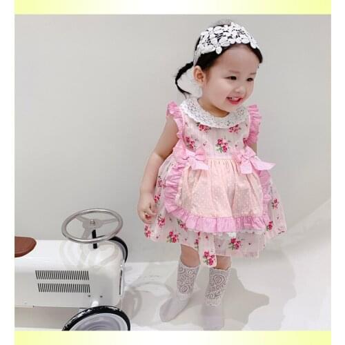 Little Girl Floral Lace Princess Dress Autumn 2020 Girl short sleeve Apron Dresses Kids Baby Girls 1 2 3 4 5 Years Fall Dress