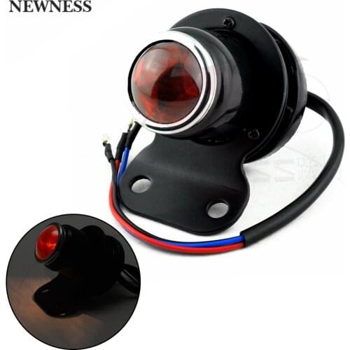 Tailight Motorcycle Tail Light Light Bulb For Custom Cafe Racer Bobber Chopper W/ License Plate Lamp