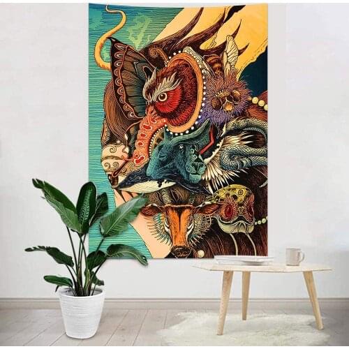 Psychedelic Abstract Hippie Tapestry Trippy Animal Art Decor Wall Hanging