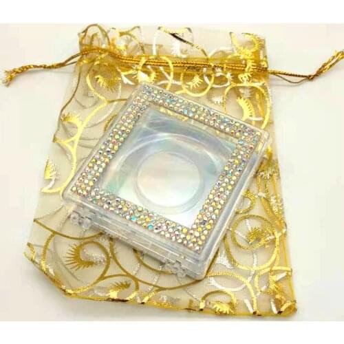 Wholesale 30/50/100 boxes 3D Mink Lashes empty Case Eyelash Packaging with Logo Stickers Sparkling rhinestone AB laser Boxes