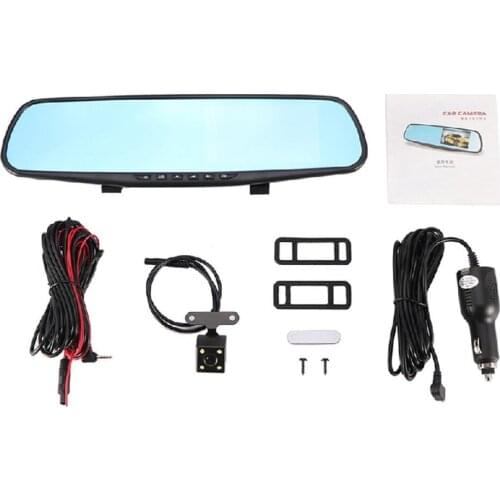 Reversing Image Single And Double Lens Camera 4.3 Inch Rearview Mirror 1080P Driving Recorder Car Supplies