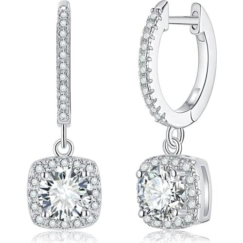 BOEYCJR 925 Silver Halo 0.5ct/1ct F color Moissanite VVS Fine Jewelry Drop Earrings With national certificate for Women Gift