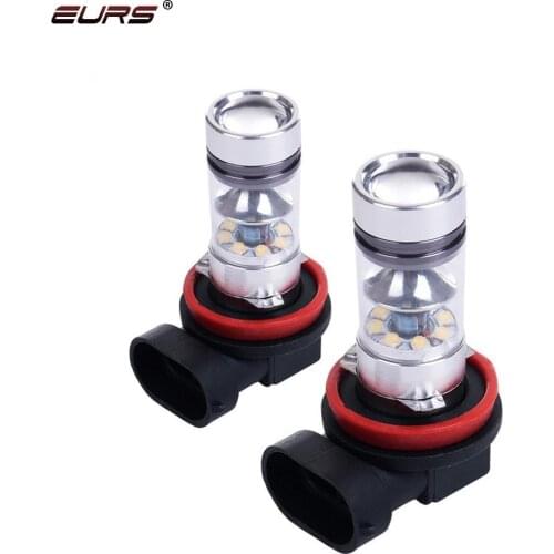 EURS 2PCS LED Car fog Lights H1 H4 H7 H8 H9 H11 9005 9006 Automobile Fog Lamps Silicone Lens 6000K Led Bulbs Car Accessories 12V