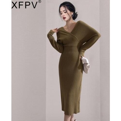 Модные вязаные платья XFPV China At AliExpress