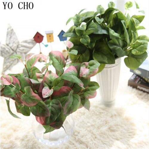YO CHO Artificial Leaves Malacophyllous Grass Wild vetch Leaf Plastic Fern Plant Flower Decoration Wedding Leaves Home dress up