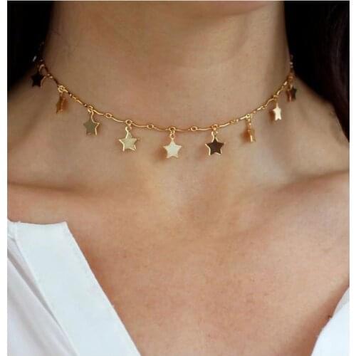 South Korea new fashion leisure simple temperament womens Pentagram Star Necklace clavicle chain manufacturer wholesale