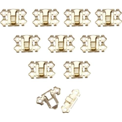 10 Pcs 33*25mm Gold Box Hasp Lock Catch Latches Clasps Jewelry Box Suitcase Vintage Furniture Clasp Buckle Lock Home Hardware