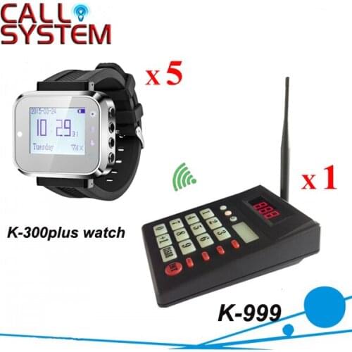 Factory price Wireless Paging System 1 Transmitter Keypad With 5 Watch Receiver Pagers for Pizza Shop