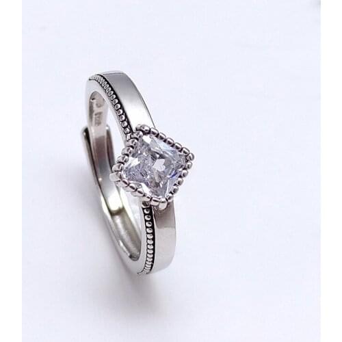 Womens Silver Color Princess Cut Zircon Rings AAA Cubic Zirconia Bridal Ring Wedding Rings Engagement Jewelry Party Gifts