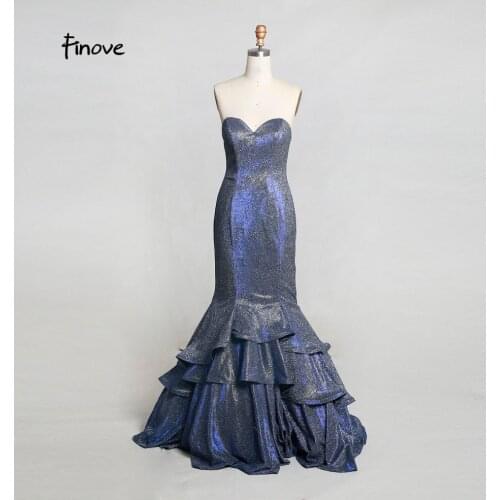 Finove Evening Dress Long 2020 New Reflective Dress Sexy Sweetheart Backless Party Mermaid Dress For Lady Floor Length Plus Size