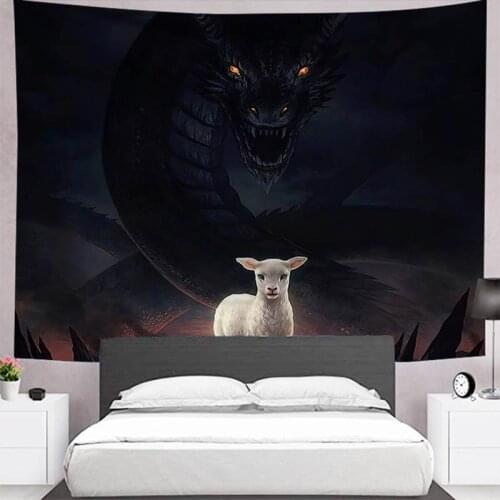 Evil dragon tapestry wall hanging bedroom decor shark printing blanket wall backdrop