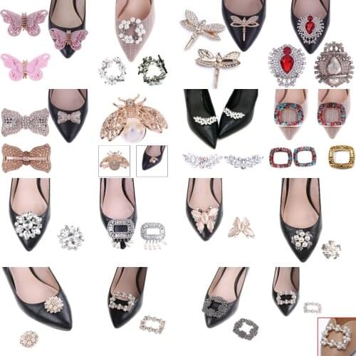 31styles Women Shoes Clips 1PCS DIY Shoe Charms Jewelry Bowknot Shoes Decorative Accessories Rhinestones Crystal Decorations