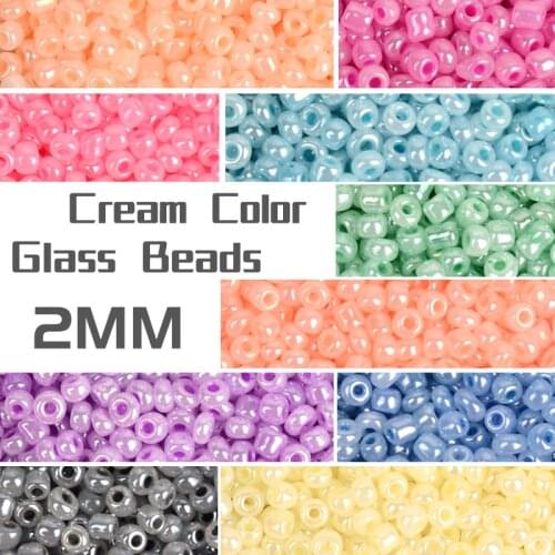 1000pcs/lot 2MM Candy Cream Color Czech Glass Sand DIY Beads Round Hole Beads For Kids Handmade Jewelry Making Fit