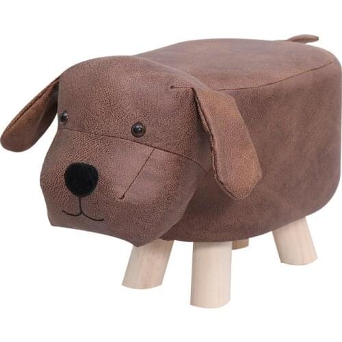 2000 Cartoon Animal Stool Childrens Home Personality Creative Small Bench Cute Baby Leather Pier Solid Wood Shoe Change Shoe