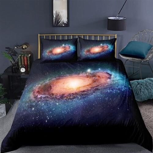 3D Galaxy Bedding Set Outer Space Quilt Cover Queen Home Textiles Black Universe Duvet Cover Set 3PCS King Dropship Teens