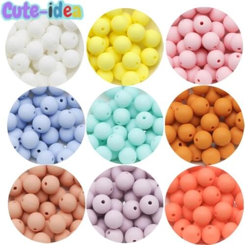Cute-idea 50pcs 12MM silicone beads teething chewable nursing pacifier Accessories teether Food Grade baby product toy BPA Free