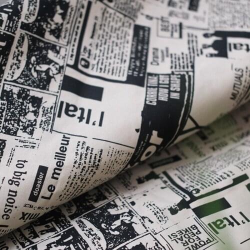 50cm*150cm/Piece,Personalized Retro Newspaper, Pure Cotton Cloth, Clothing, Home Curtain, Handbag Fabric, DIY Handmade Materials