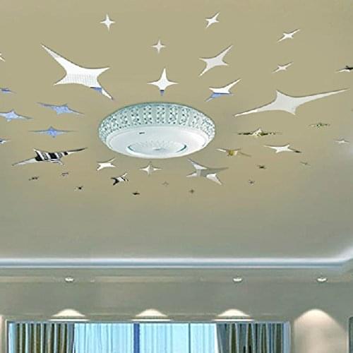 66pcs of twinkle star ceiling top mirror decoration , 3D acrylic mirror wall sticker ,DIY decorative mirror sticker
