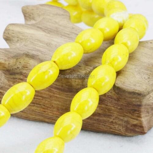 Accessories 8x12mm Yellow Turkey Stone Loose Beads DIY Howlite Bucket For Necklace Bracelet 15inch Girl Jewelry Making Gifts Gem