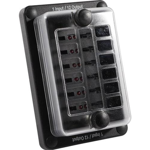12 Way Fuse Block With Warning Led Indicator/Waterproof Cover/Free 5-20a Fuses For Automotive Truck Boat Marine Rv Van Vehicle