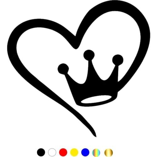 CS-10609# Various Sizes Vinyl Decal The Heart and the King Crown Car Sticker Waterproof Auto Decors on Truck Bumper Rear Window