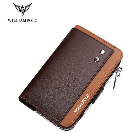 WILLIAMPOLO Key Holder Cow Leather Fashioin Design Key Organzier with Coin Pocket Hasp Closure Key Case Car Key Case PL196138