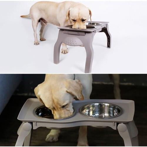 Dogs Double Non-Slip Bowl Melamine Collapsible Bowl Stainless Steel Durable Double Pet Removable Bowls Pet Supplies