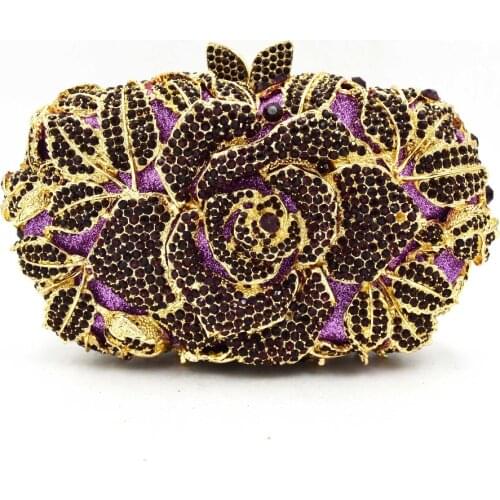 Purple Clutch Bag Fashion Luxury Crystal Evening Purse Women Wedding Bags