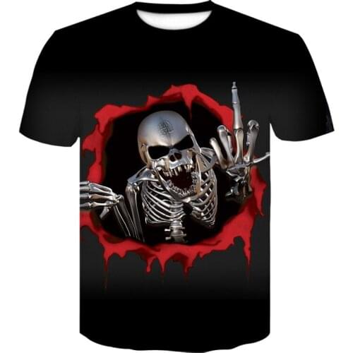 Summer new Skull mens tshirt 3D Print off white novelty Short sleeve Punk Style T-shirt Hip Hop loose Top Tees Creativity shirt