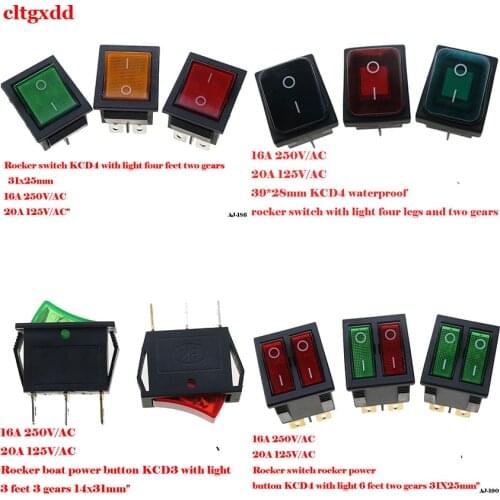 KCD3KCD4 button switch 3Pin 2pin 4PIN 6PIN DPST boat rocker switch 16A/20A 250V/125V AC button switch protective cover