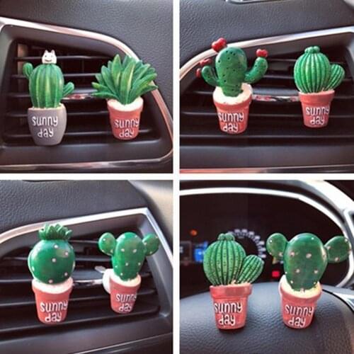 Creative 3D Succulent Cactus Potted Car Air Conditioning Perfume Car Clip Interior Outlet Air Aromatherapy Decorations Car C7V8