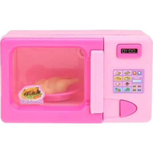 Mini Cute Pink Microwave Oven Pretend Role Play Toy For Children Role Playing Kitchen Toys Set Early Educational Toys Gift