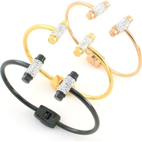 Fashion Stainless Steel Jewelry Simple Bangle Bracelet Gold Color Hot For Women Gift BRYZAACC