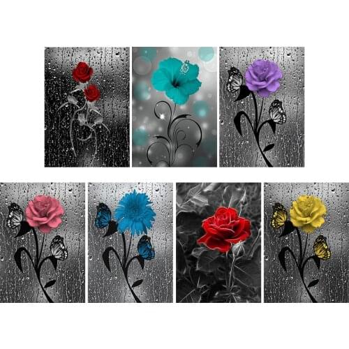 Multicolor Flowers Series Diamond Painting 5D DIY Home Decoration Gift Hanging Painting Landscape Full Round Drill 30x40cm