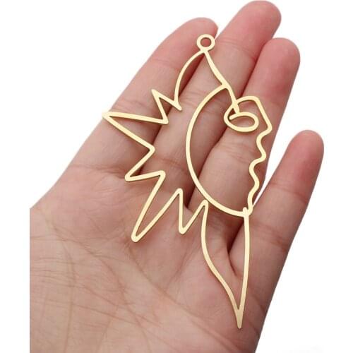 10pcs Brass Large Pendant Human Face Charms Handmade Jewelry Findings Accessories For Necklace Earrings Making