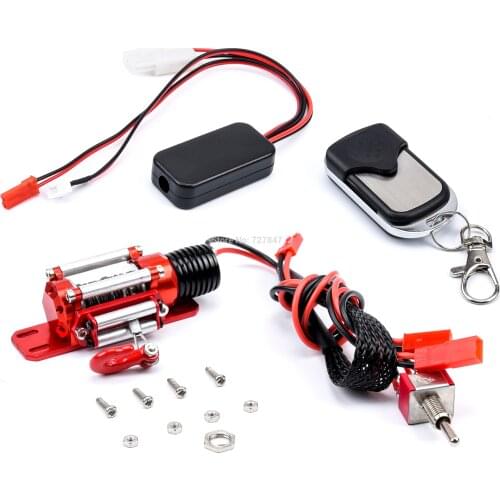 RC Car Metal Winch + Wireless Remote Controller Receiver for 1/10 RC Crawler Truck Axial SCX10 RC4WD 90046 D90 TD90 Traxxas TRX4