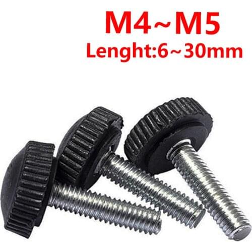 M4 M5 Knurled Nylon Round Plastic Head Handle Bakelite Thumb Screw Metric Thread Black Tighten Thumb Bakelite Hand Twist Screw