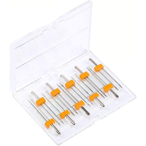 10 Sizes Mixed Sewing Machine Needles Double Twin Needles with Plastic Box for Household DIY Sewing Machine Accessories